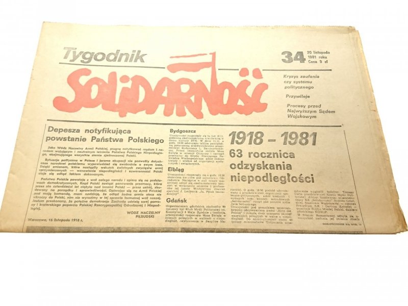 TYGODNIK SOLIDARNOŚĆ. 34 20 LISTOPADA 1981 ROKU