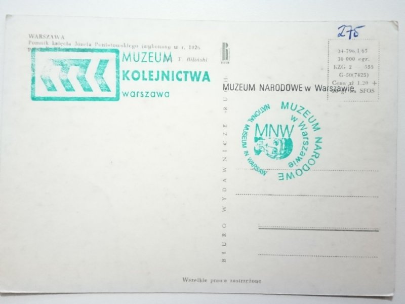 WARSZAWA. POMNIK KSIĘCIA JÓZEFA PONIATOWSKIEGO FOT. BILIŃSKI