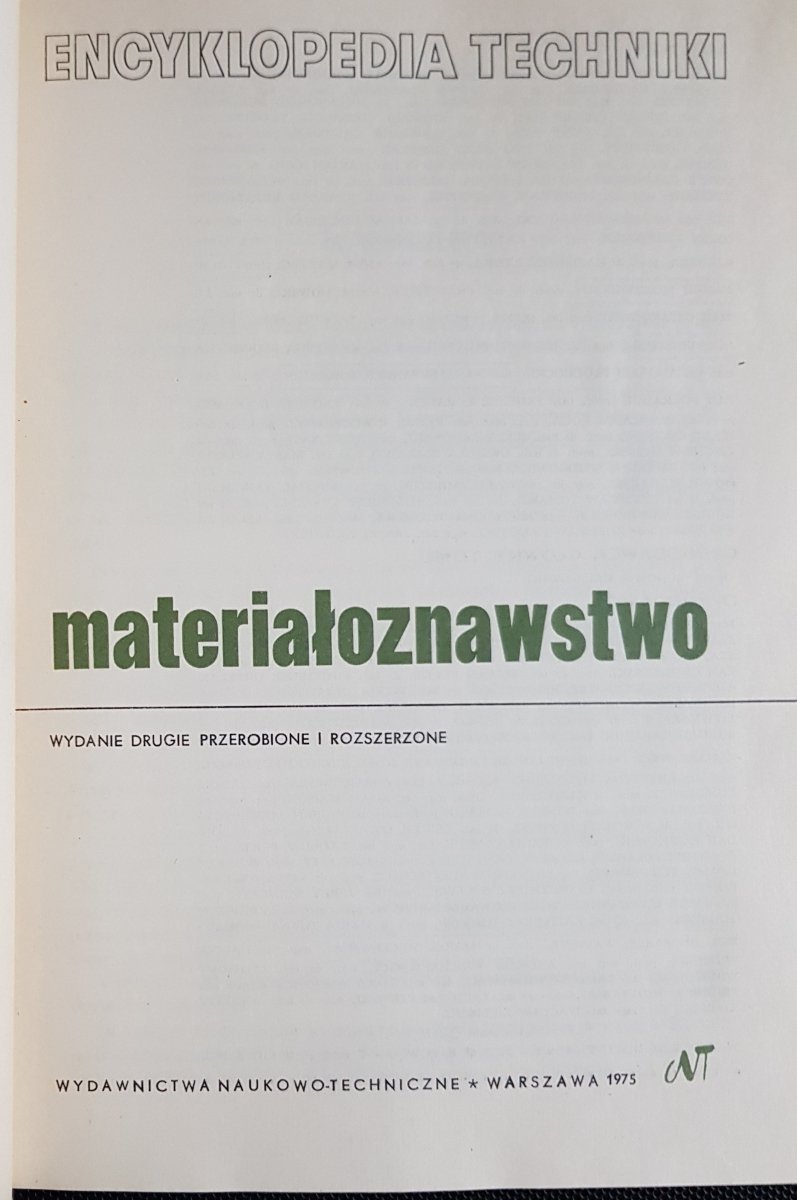ENCYKLOPEDIA TECHNIKI. MATERIAŁOZNAWSTWO 1975