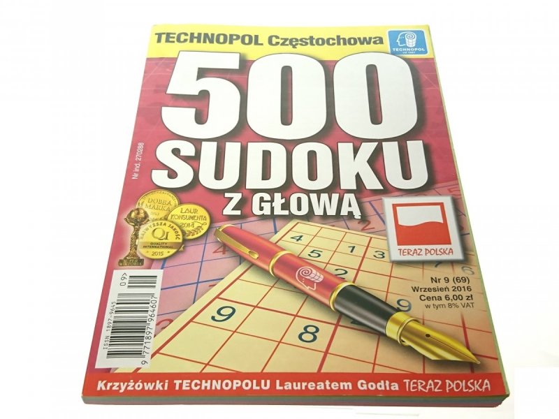 500 SUDOKU Z GŁOWĄ NR 9 (69) WRZESIEŃ 2016