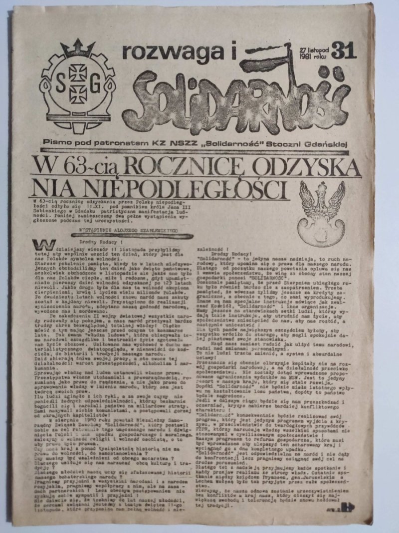 ROZWAGA I SOLIDARNOŚĆ NR 31 – 27.11.1981