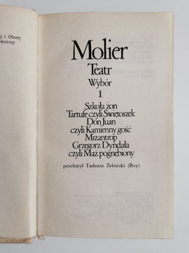 TEATR WYBÓR TOM I SZKOŁA ŻON I INNE - Molier 1972