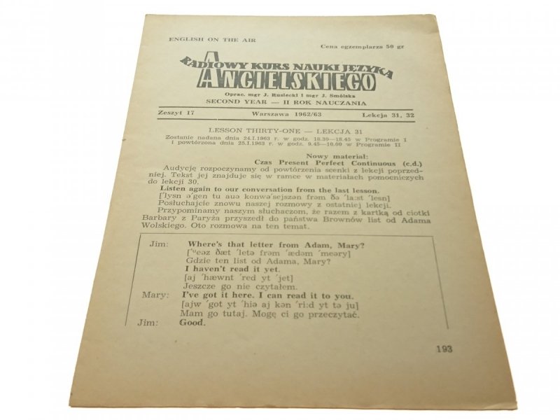 RADIOWY KURS NAUKI JĘZYKA ANGIELSKIEGO 17 II ROK