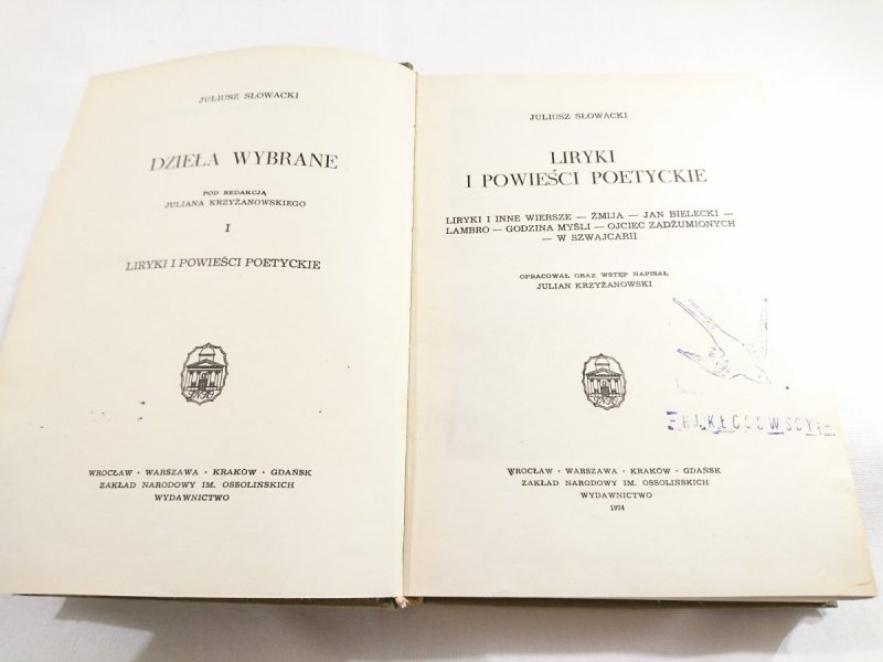 DZIEŁA WYBRANE TOM I LIRYKI I POWIEŚCI - Słowacki