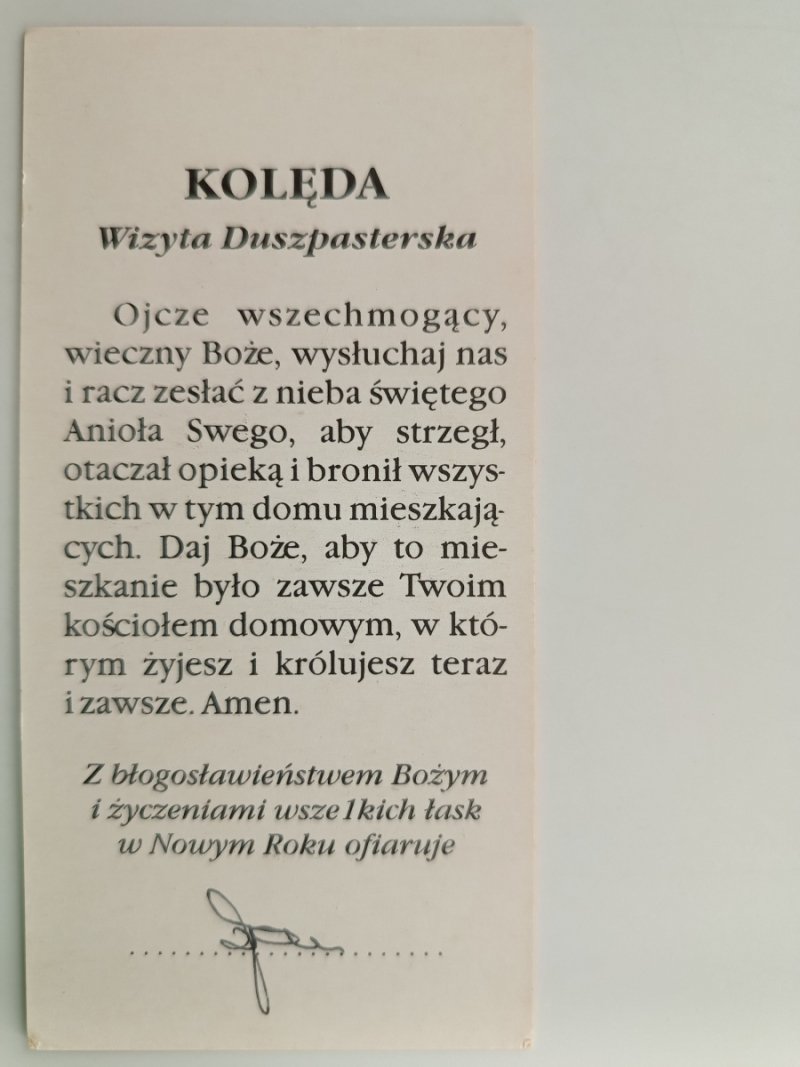 PAMIĄTKA WIZYTY DUSZPASTERSKIEJ