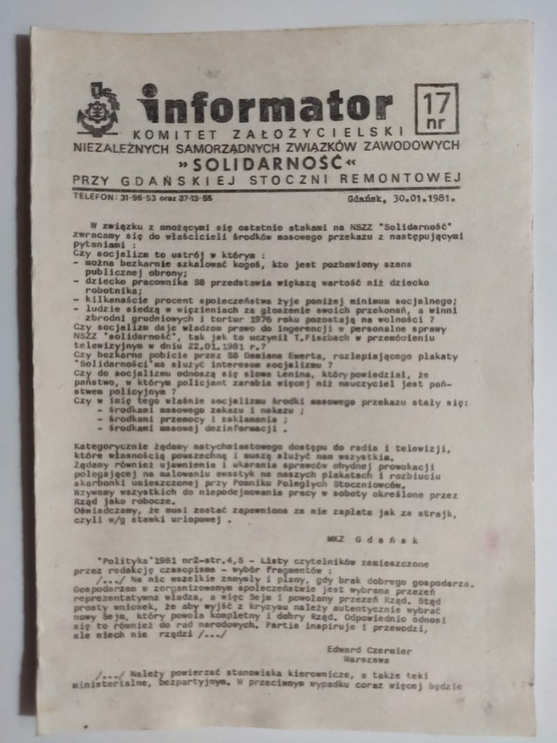 INFORMATOR NR 17 – 30.01.1981