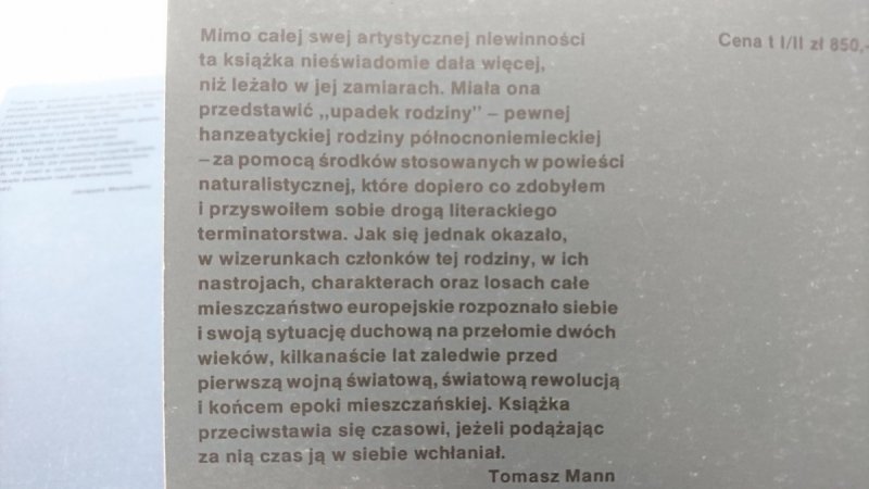 BUDDENBROOKOWIE TOM I i II - Tomasz Mann 1988