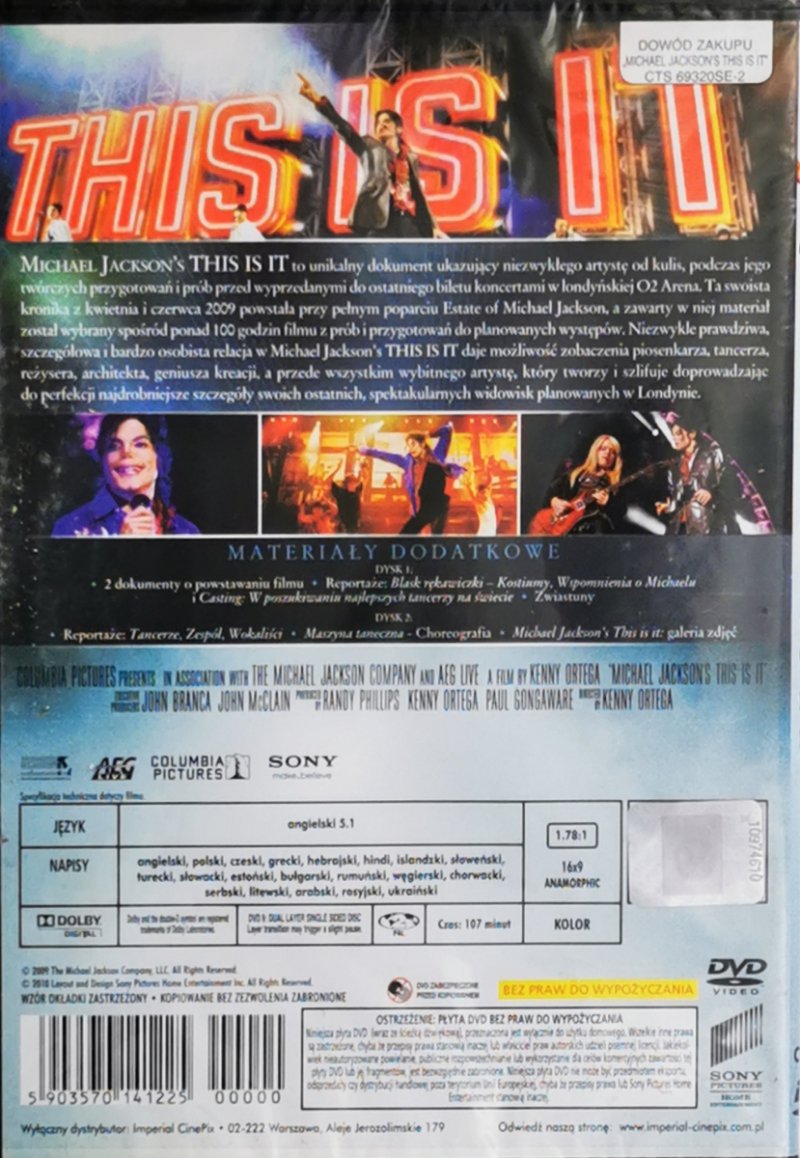 DVD. MICHAEL JACKSON THIS IS IT VARIOUS ARTISTS. 2 – DYSKOWE WYDANIE SPECJALNE