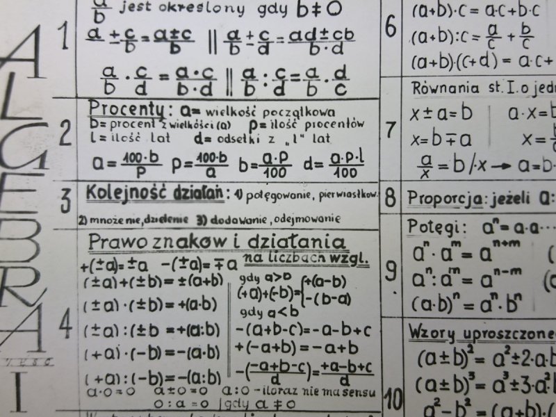 WZORY. ALGEBRA CZĘŚĆ I