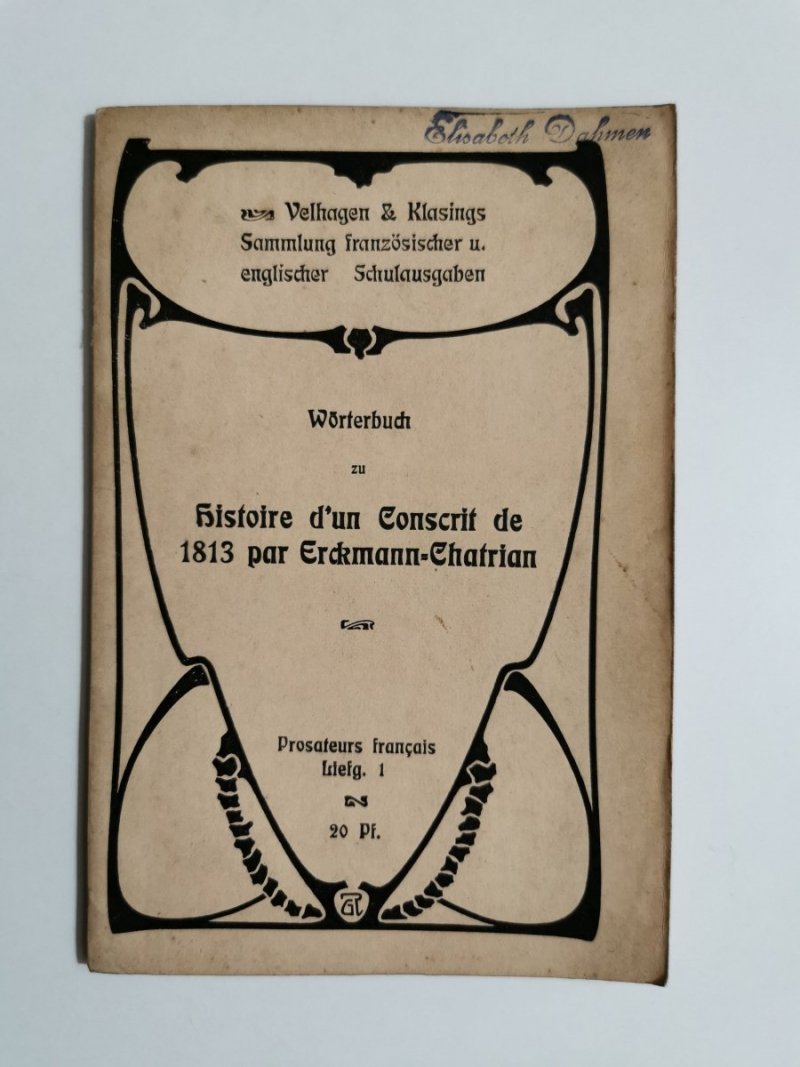 WORTERBUCH. HISTOIRE D'UN CONSCRIT DE 1813 PAR ERCKMANN-CHATRIAN 