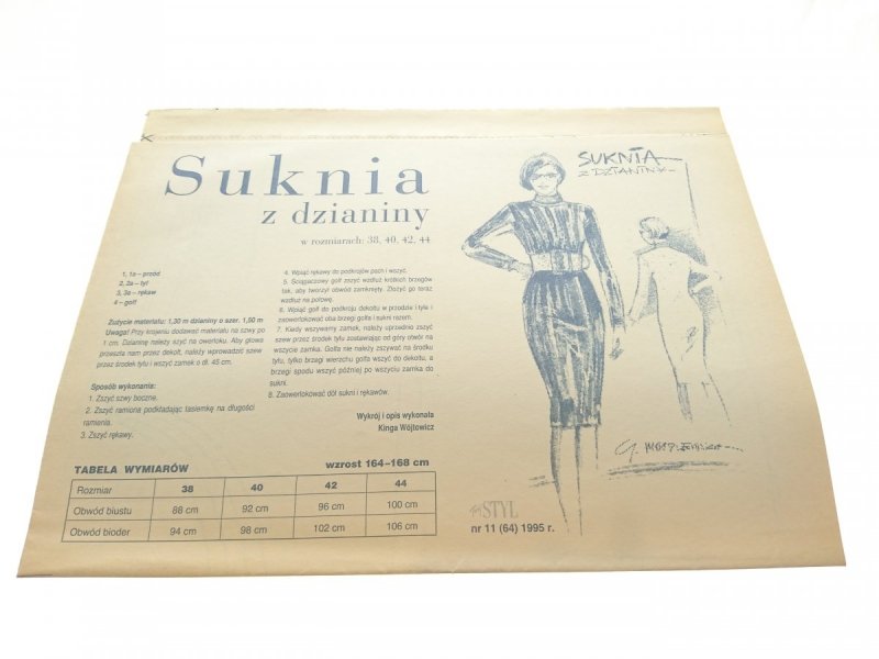 TWÓJ STYL 11-1995 SUKNIA Z DZIANINY