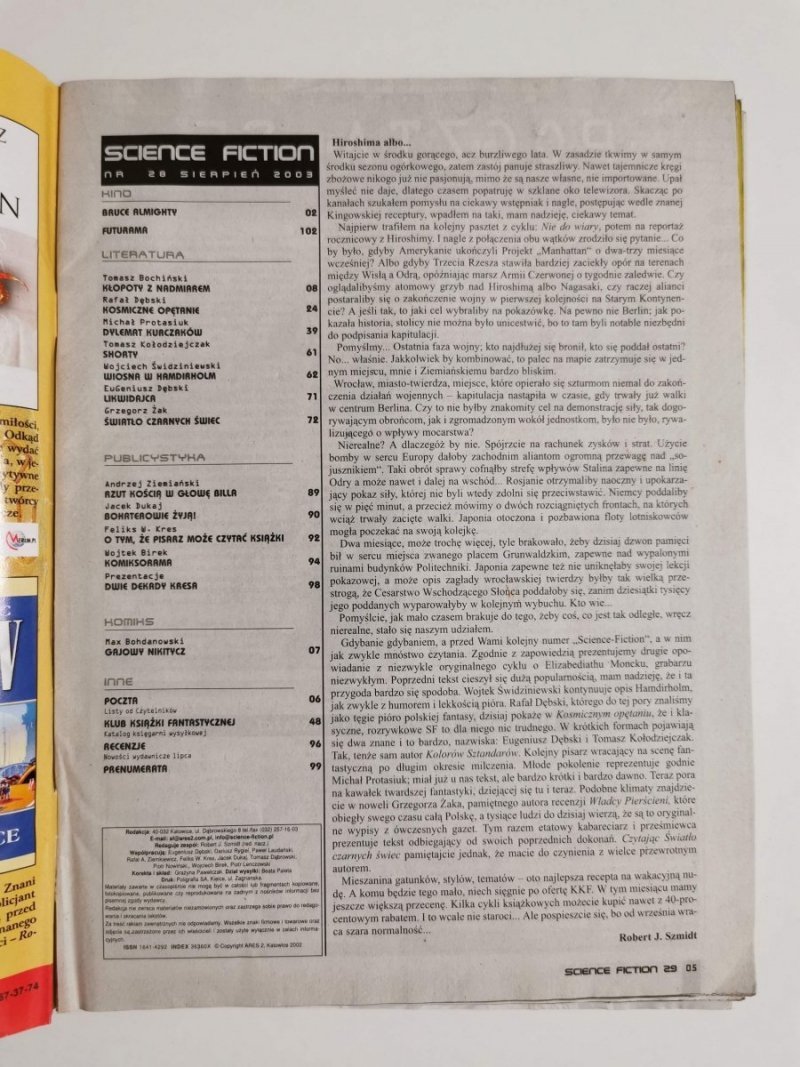 SCIENCE FICTION NR 29 SIERPIEŃ 2003