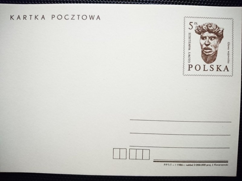 KARTKA POCZTOWA. POLSKA 5 ZŁ GŁOWY WAWELSKIE
