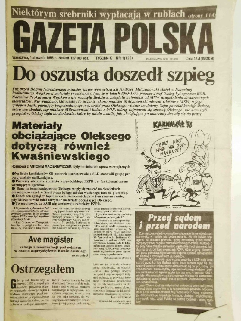GAZETA POLSKA TYGODNIK NR 1 (129) 4 STYCZNIA 1996 r.