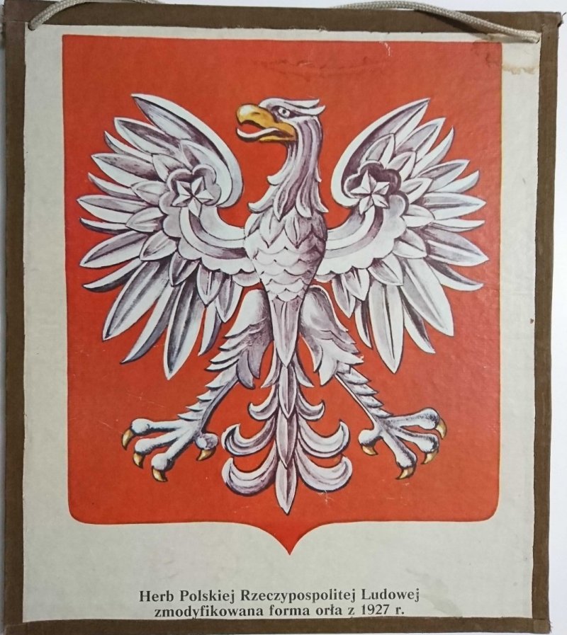 Ilustracja szkolna – Herb Polskiej Rzeczpospolitej Ludowej zmodyfikowana forma orła z 1927 r.