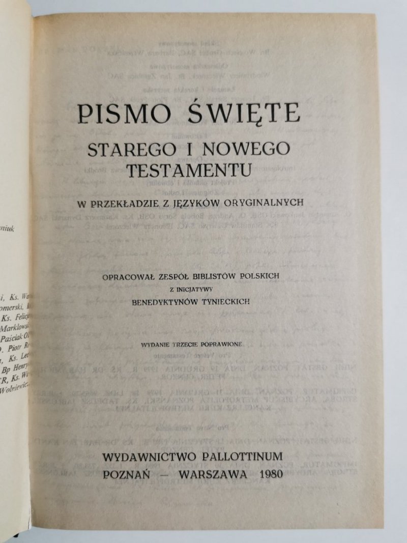 PISMO ŚWIĘTE STAREGO I NOWEGO TESTAMENTU 