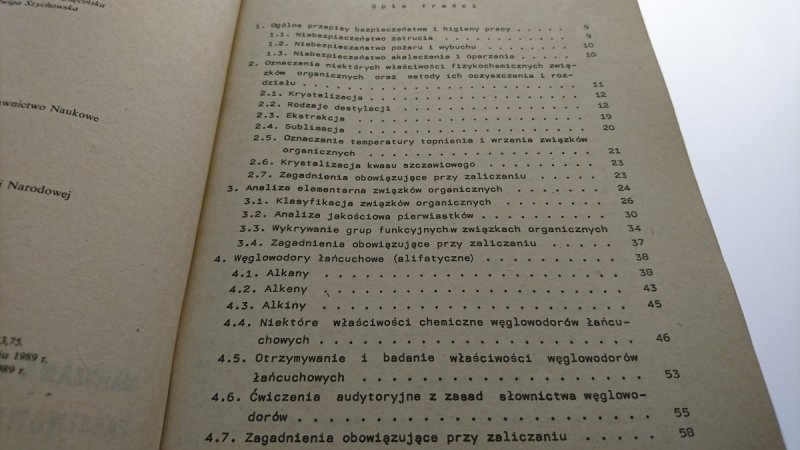 ĆWICZENIA Z CHEMII ORGANICZNEJ Alina Bukowska 1989