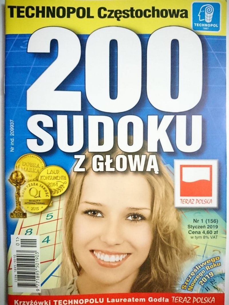 200 SUDOKU Z GŁOWĄ NR 1 (156) STYCZEŃ 2019