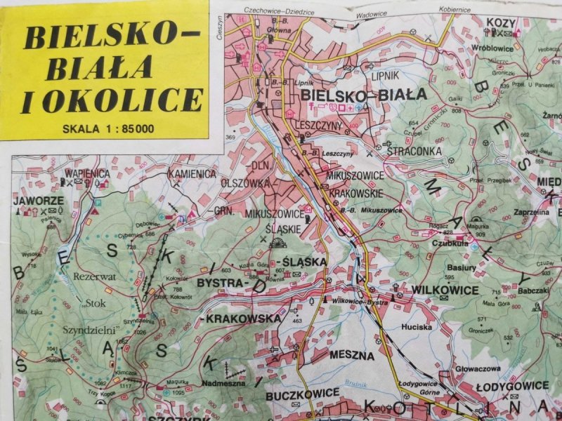 BIELSKO-BIAŁA I OKOLICE 1: 85 000 PLAN CENTRUM MIASTA 1: 17 000 