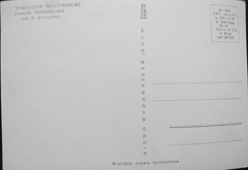 TOMASZÓW MAZOWIECKI. POMNIK WDZIĘCZNOŚCI FOT. S. ARCZYŃSKI