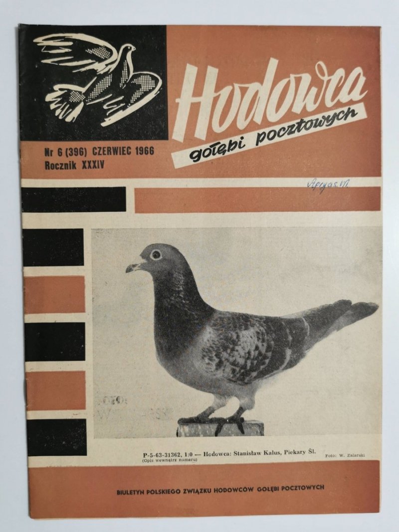 HODOWCA GOŁĘBI POCZTOWYCH NR 6 1966