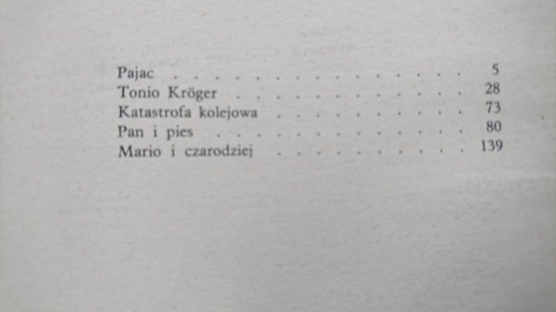 TONIO KROGER I INNE OPOWIADANIA - Tomasz Mann 1987