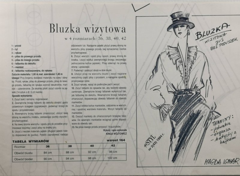 TWÓJ STYL. BLUZKA WIZYTOWA W 4 ROZMIARACH 36, 38, 40, 42