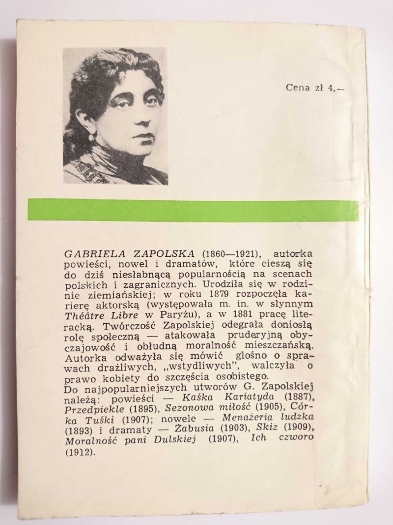 MENAŻERIA LUDZKA - Gabriela Zapolska 1968