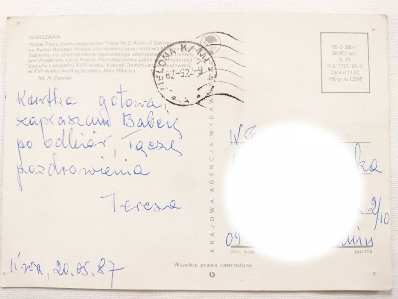 WARSZAWA. WIDOK PLACU ZAMKOWEGO PRZEZ TRASĘ W-Z FOT. H. PAWLAK