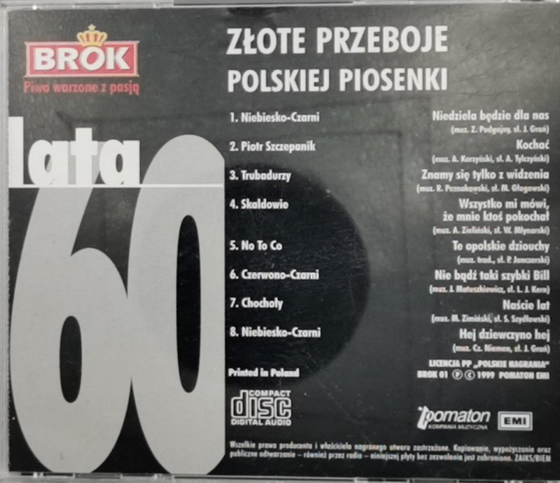CD. LATA 60 ZŁOTE PRZEBOJE POLSKIEJ PIOSENKI