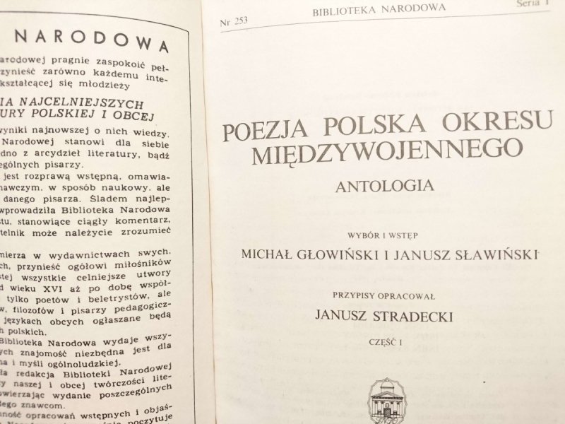 POEZJA POLSKA OKRESU MIĘDZYWOJENNEGO. ANTOLOGIA CZĘŚĆ I 1987