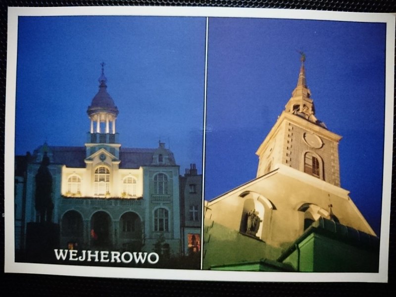WEJHEROWO. RATUSZ MIEJSKI, KOŚCIÓŁ FARNY ŚW. TRÓJCY FOT. KASIŃSKI