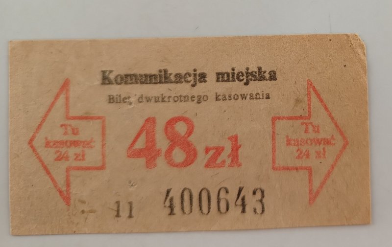 BILET KOMUNIKACJA MIEJSKA 48ZŁ