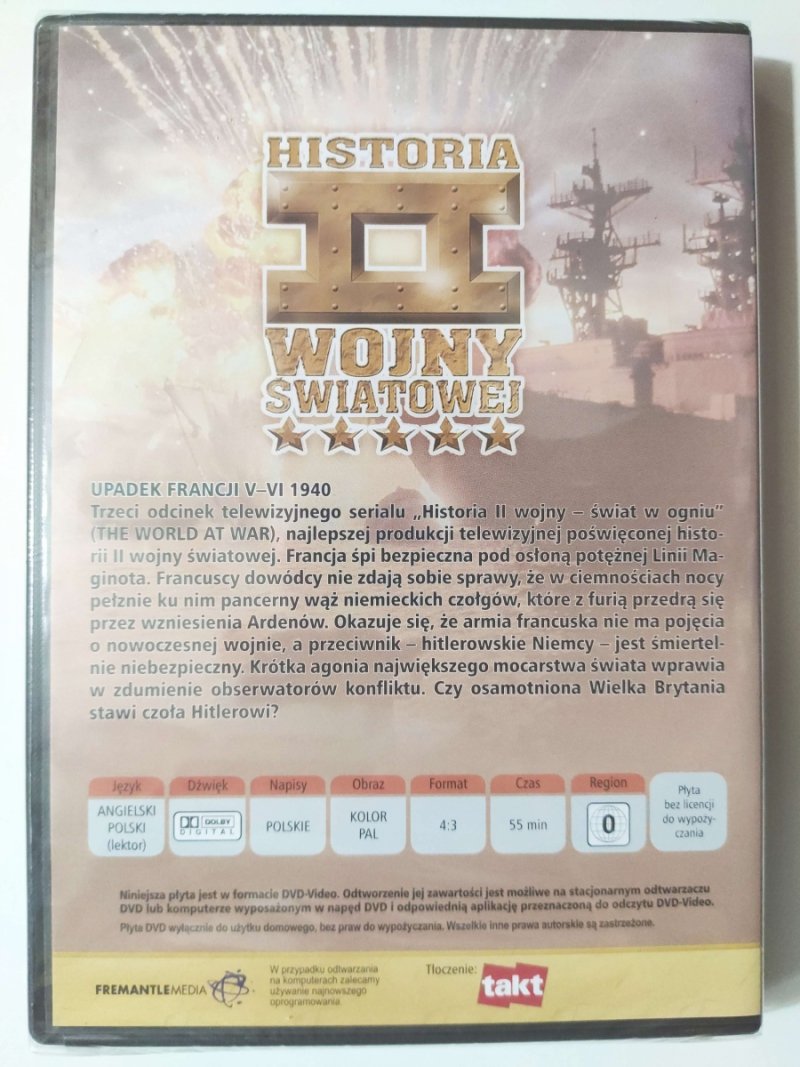 DVD. HISTORIA II WOJNY ŚWIATOWEJ UPADEK FRANCJI V – VI 1940