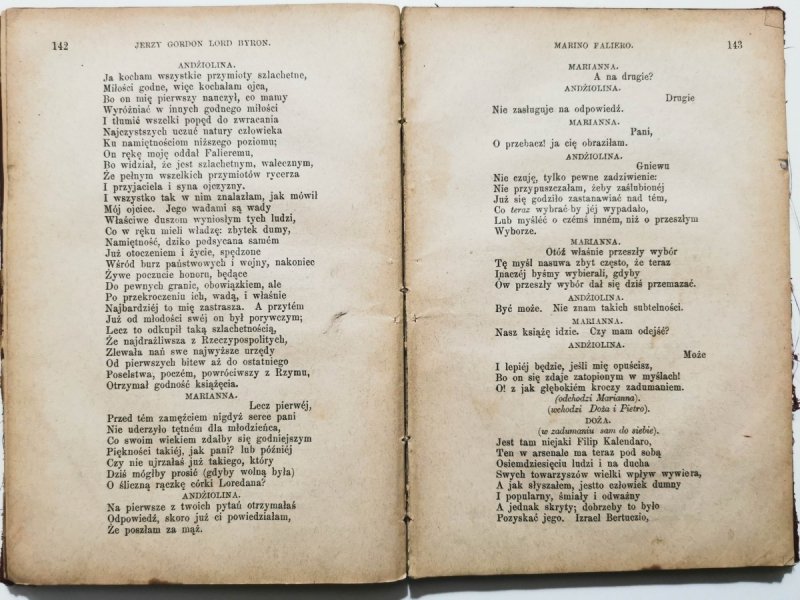 DWAJ FOSKAROWIE 1889. MARINO FALIERO - Jerzy Gordon Lord Byron