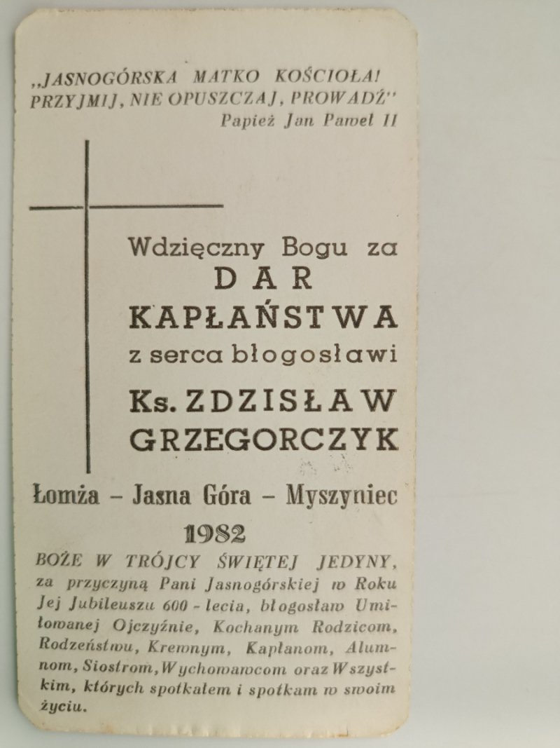 DAR KAPŁAŃSTWA KS. ZDZISŁAW GRZEGORCZYK