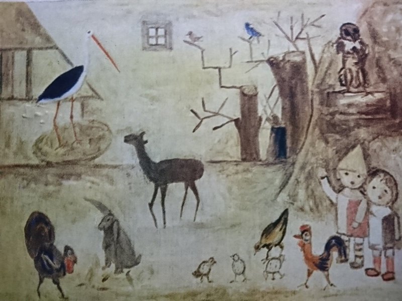 TADEUSZ MAKOWSKI (1882-1932) DZIECINNE ZOO (OLEJ)