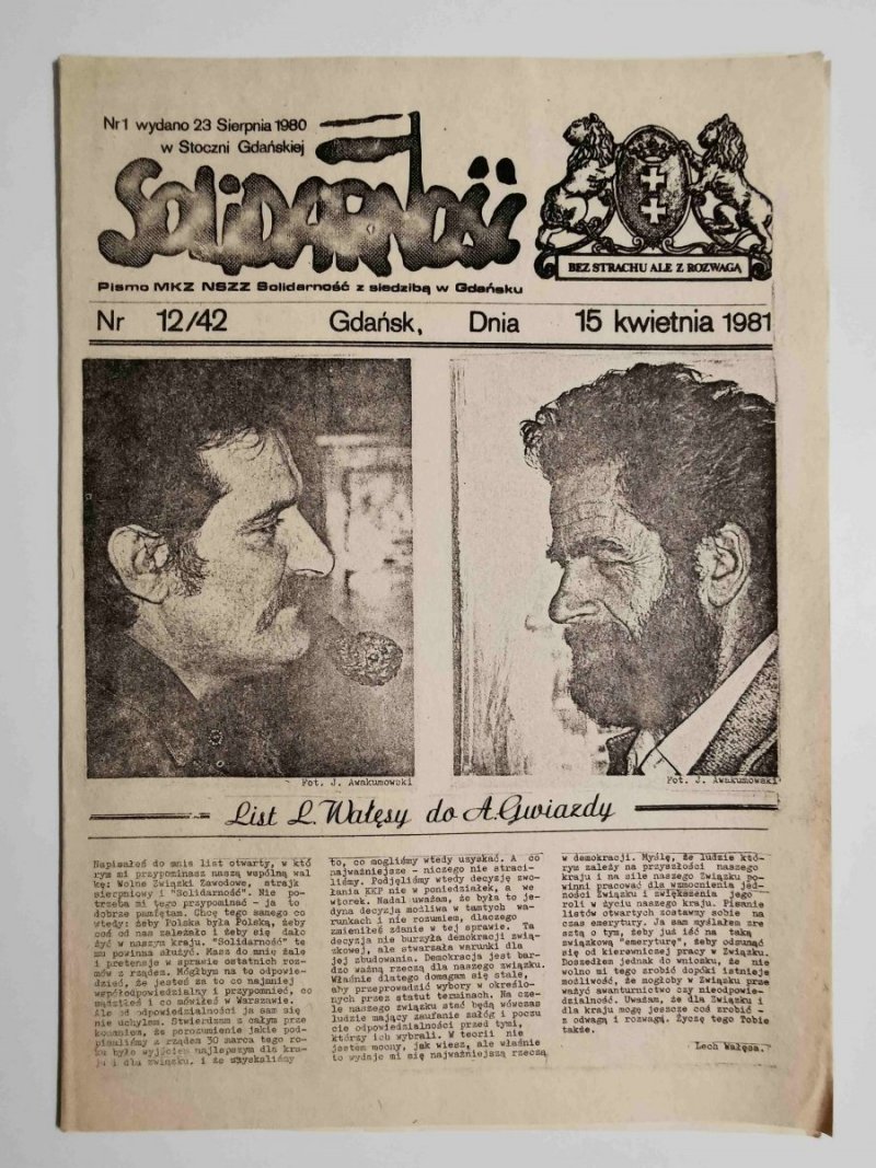 SOLIDARNOŚĆ NR 12/42 GDAŃSK, DNIA 15 KWIETNIA 1981 