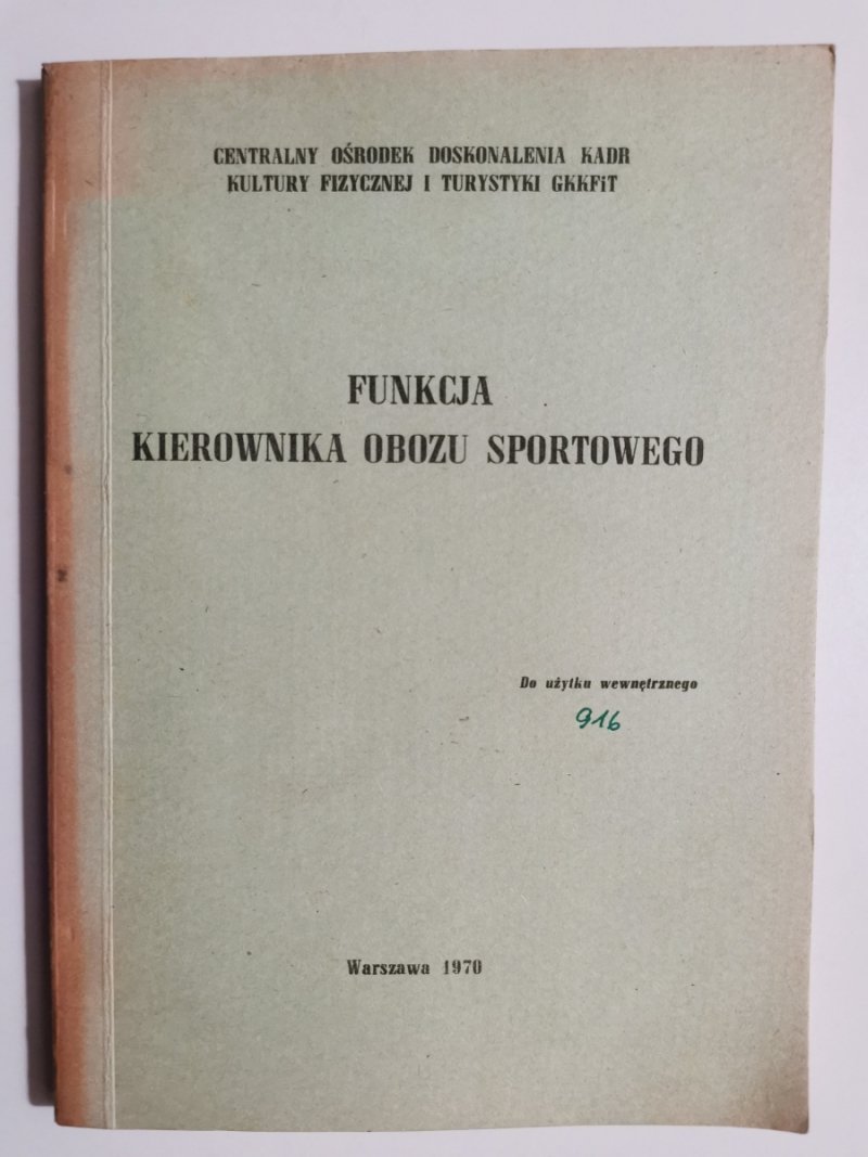 FUNKCJA KIEROWNIKA OBOZU SPORTOWEGO