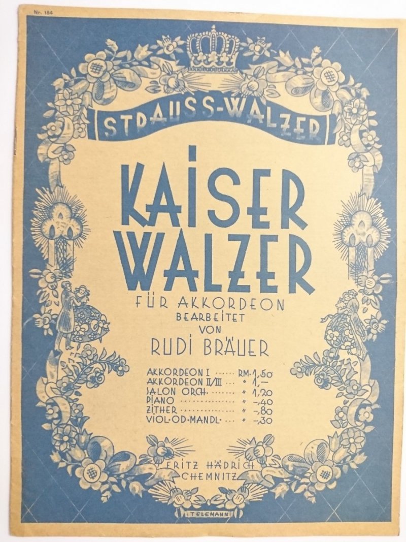 STRAUSS WALZER. KAISER WALZER FUR AKKORDEON - Rudi Brauer 
