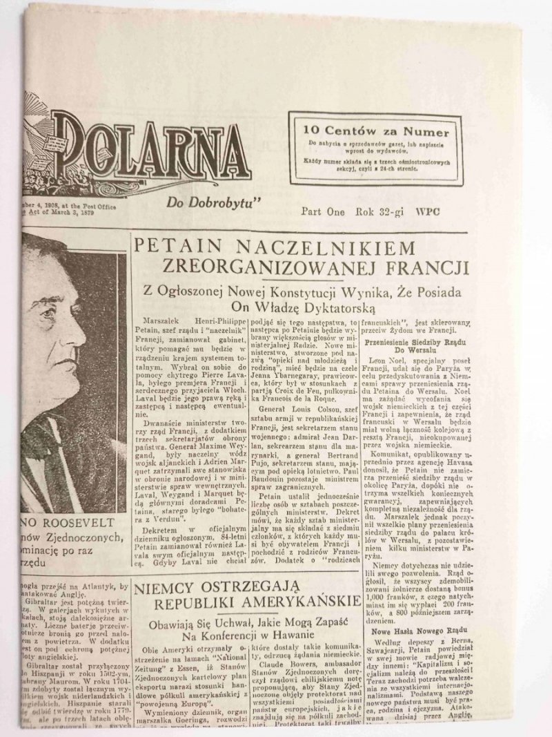 GWIAZDA POLARNA NO. 30 CZĘŚĆ PIERWSZA 27-GO LIPCA 1940 