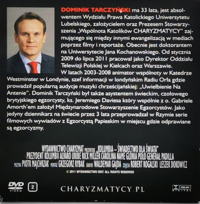 DVD. KOLUMBIA – ŚWIADECTWO DLA ŚWIATA