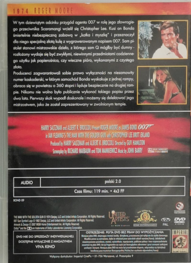DVD. 007 JAMES BOND. CZŁOWIEK ZE ZŁOTYM PISTOLETEM