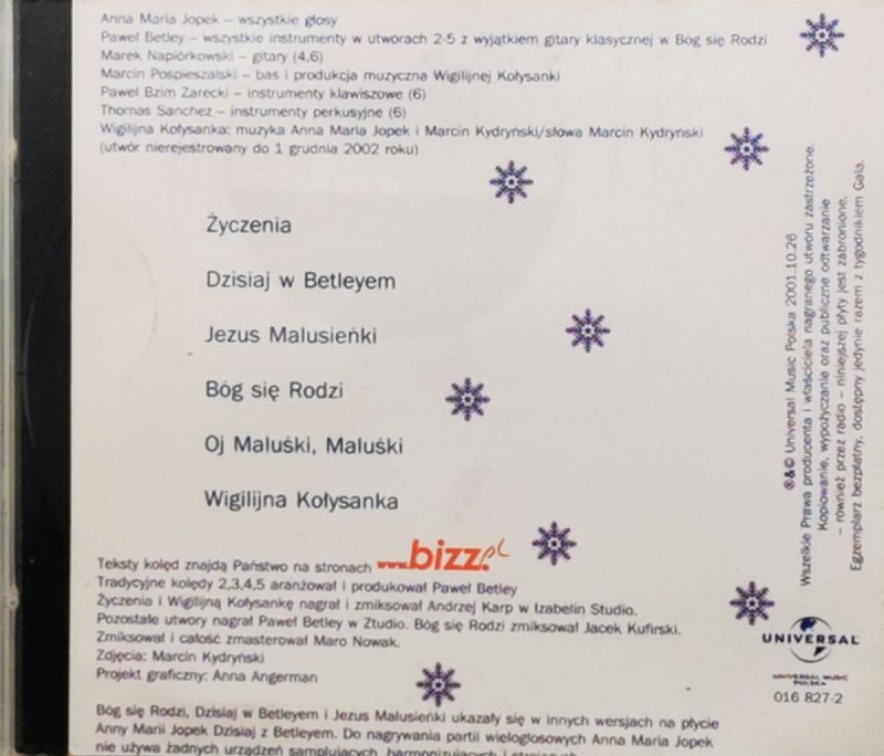 CD. WIGILIJNA KOŁYSANKA – ANNA MARIA JOPEK