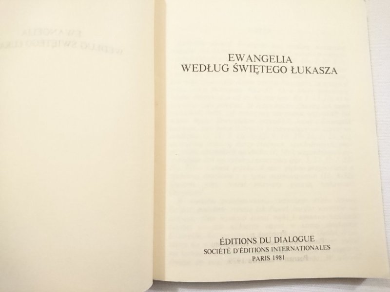 EWANGELIA WEDŁUG ŚWIĘTEGO ŁUKASZA 1979