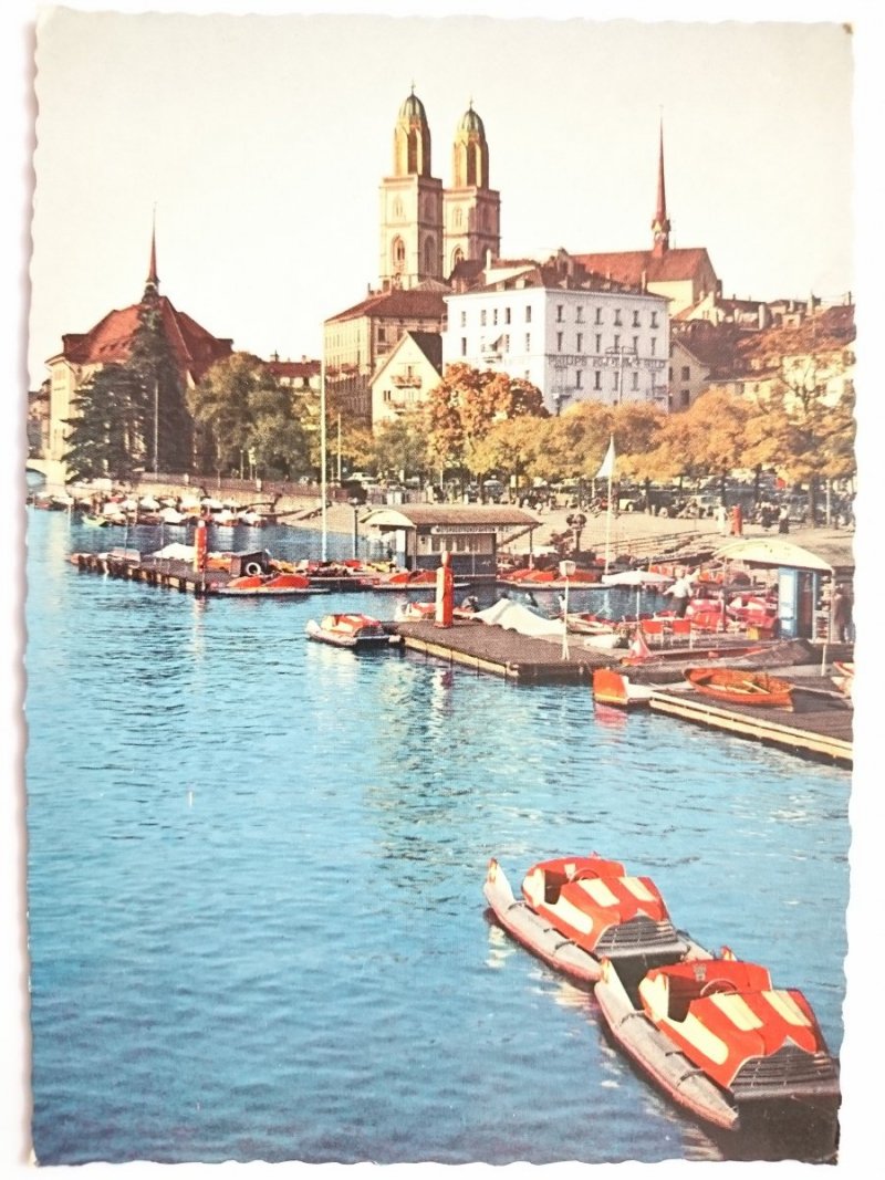 ZURICH. PARTIE AN DER LIMMAT MIT GROSSMUNSTER