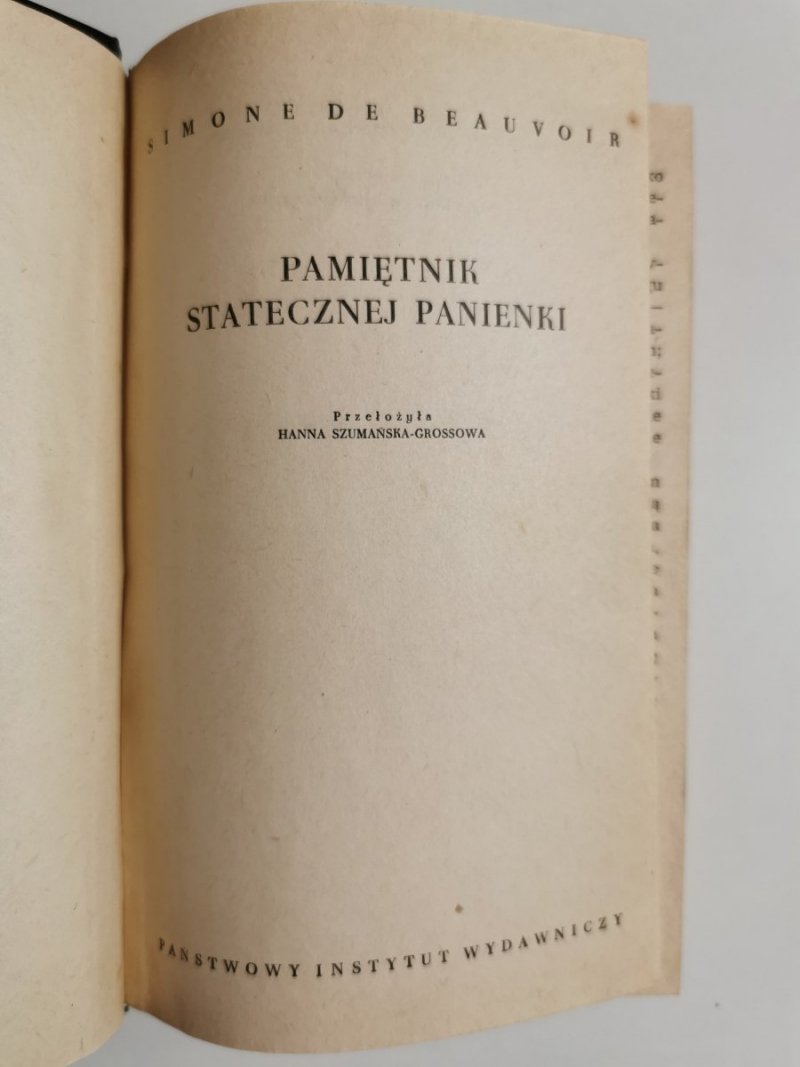 PAMIĘTNIK STATECZNEJ PANIENKI - Simone de Beauvoir 1960