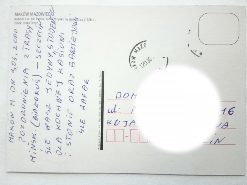 MAKÓW MAZOWIECKI. KOŚCIÓŁ PW. ŚW. PIOTRA; WIDOK Z RYNKU NA DZWONNICĘ I INNE