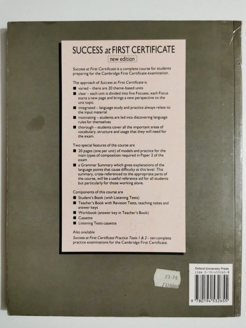 SUCCESS AT FIRST CERTIFICATE NEW EDITION 1994
