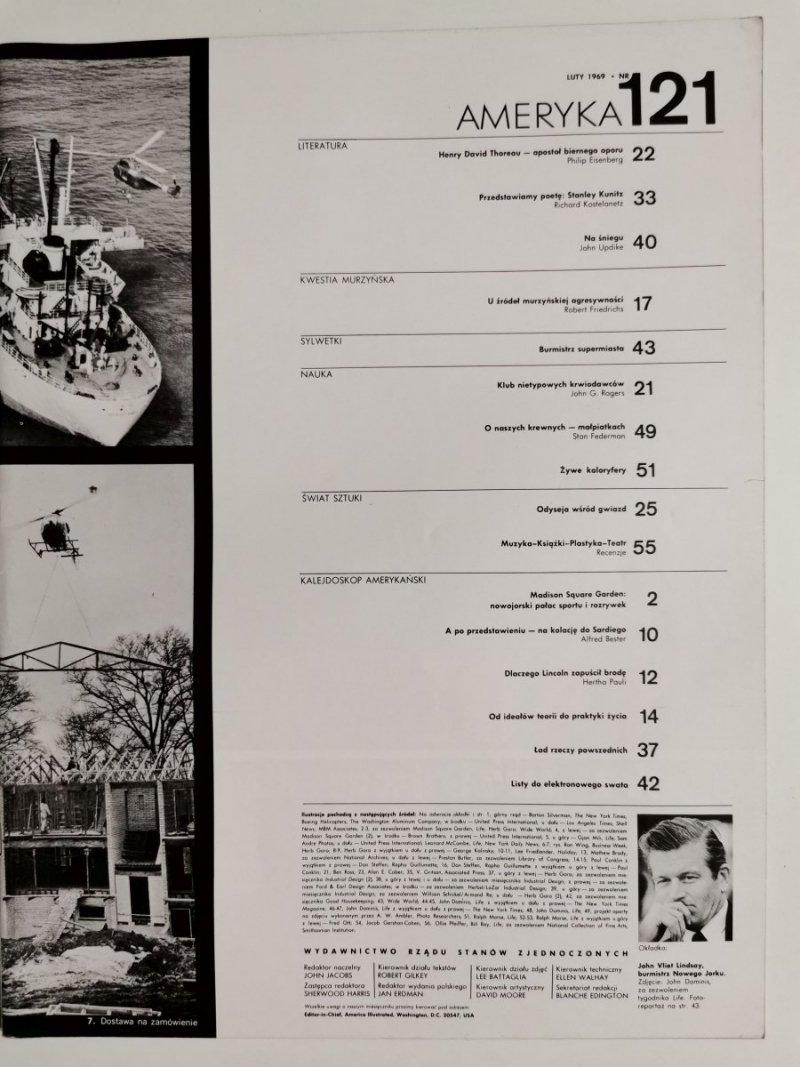 AMERYKA NR 121 LUTY 1969 JOHN V. LINDSAY BURMISTRZ NOWEGO JORKU 